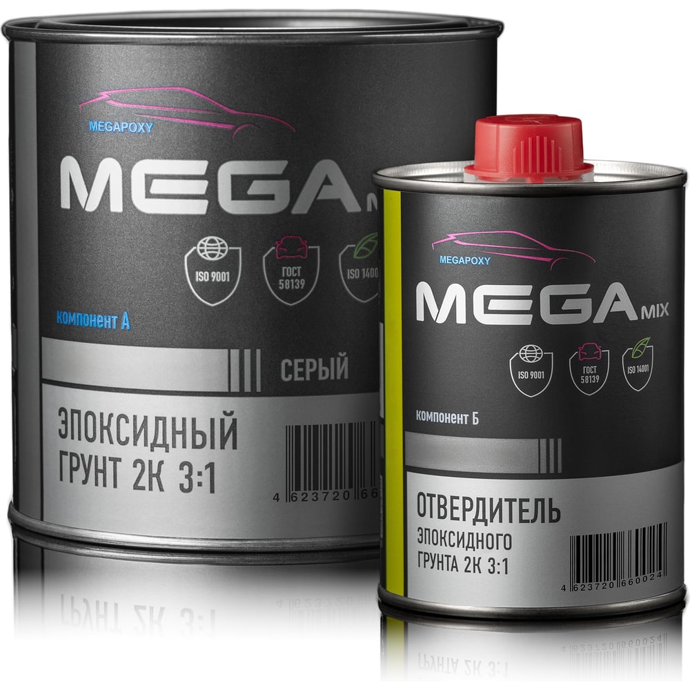 Изображение товара Автомобильный эпоксидный грунт MegaMix 2К 3:1 серый для кузова и поверхностей Изображение товара Автомобильный эпоксидный грунт MegaMix 2К 3:1 серый для кузова и поверхностей