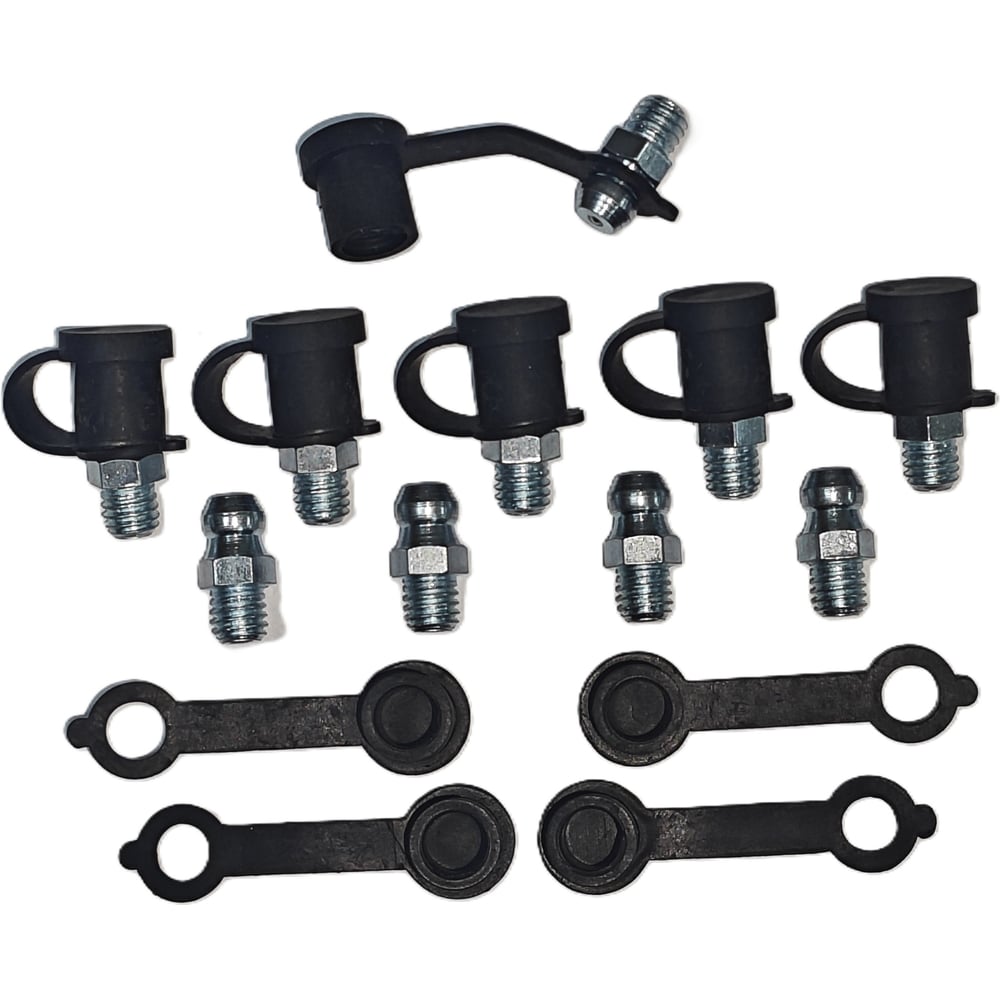 Изображение товара Набор тавотниц MasloSmenka М6х1 с 10 колпачками из оцинкованной стали