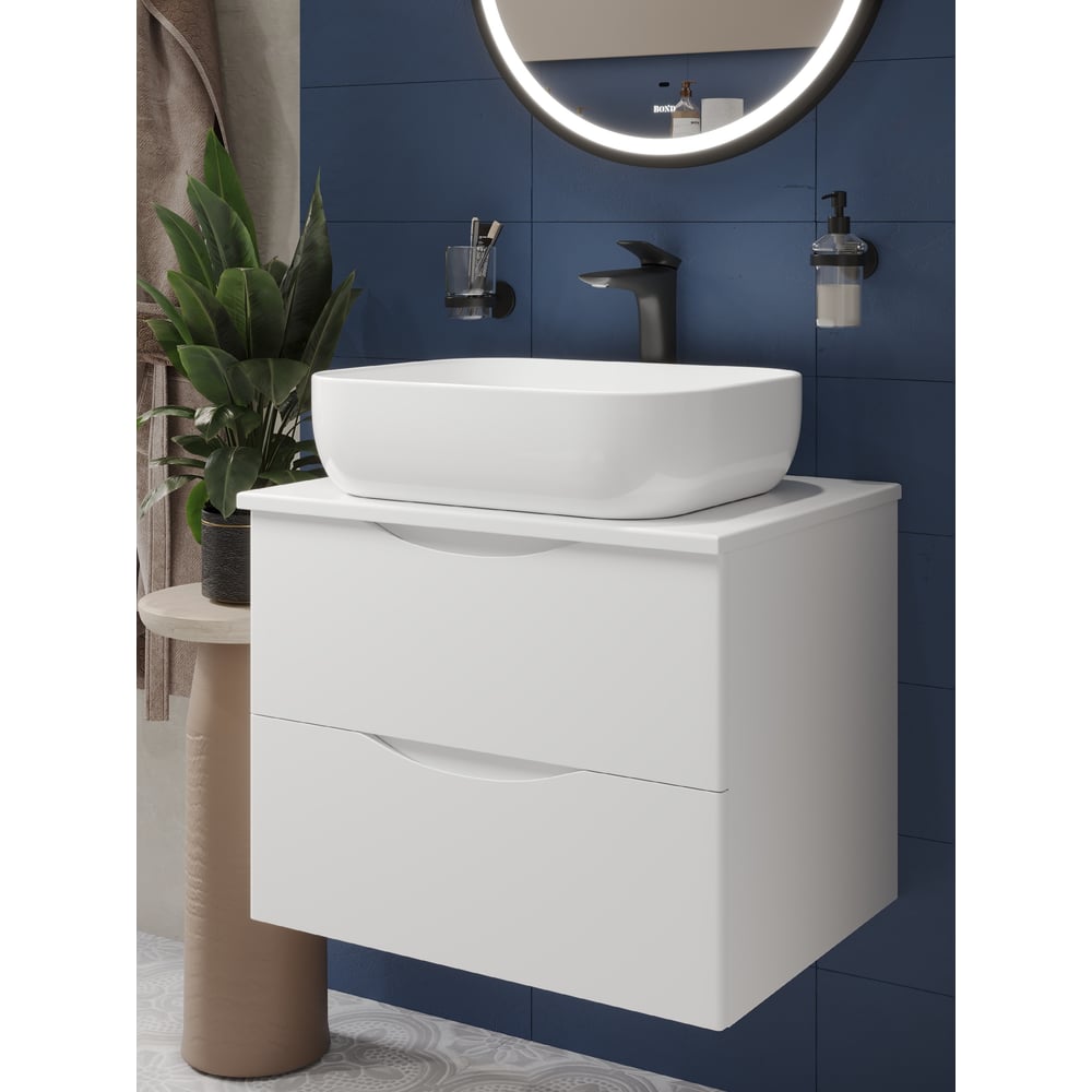 Изображение товара Подвесная тумба с раковиной BOND белая серия Cube для ванной