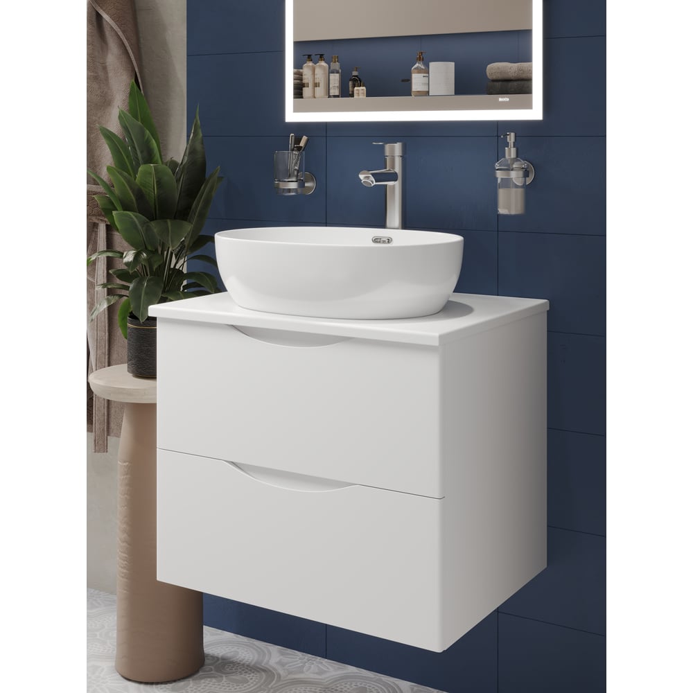 Изображение товара Подвесная тумба с раковиной BOND Cube белая T55605-S65490