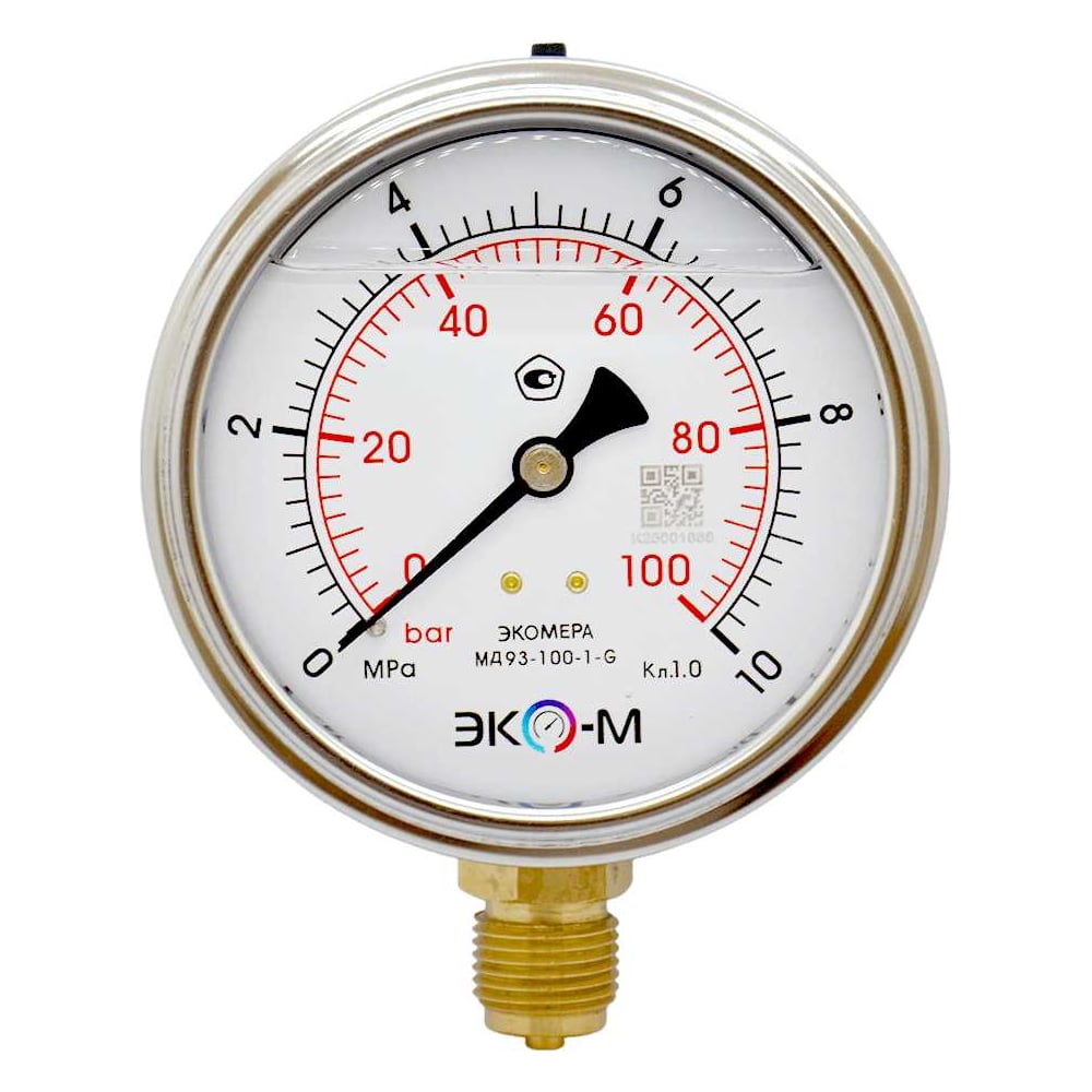 Изображение товара Манометр ЭКО-М МД93-100мм 0..10МПа с М20×1,5 радиальным подключением