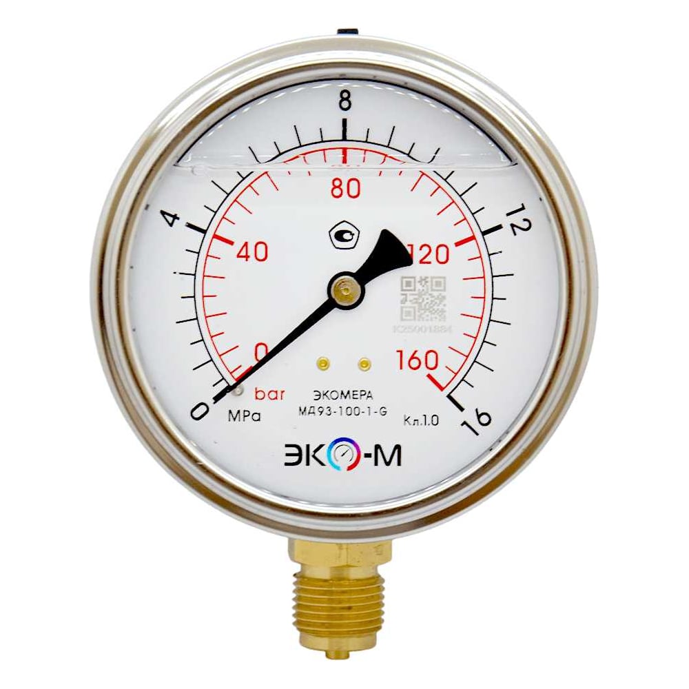 Изображение товара Манометр ЭКО-М МД93-100мм 0..16МПа G1/2 гидроизоляционный
