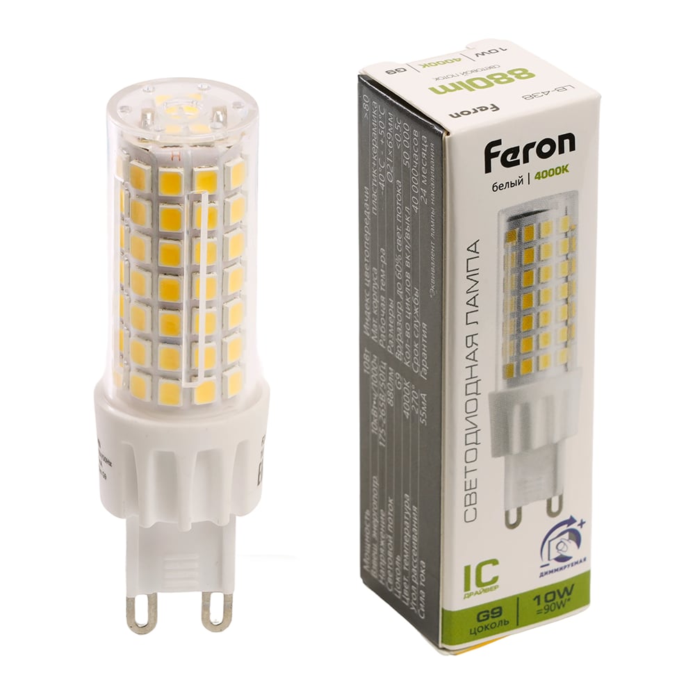 Изображение товара Лампа светодиодная диммируемая FERON 10W G9 4000K JCD