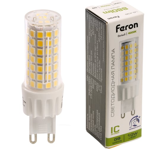 Изображение товара Лампа светодиодная диммируемая FERON 10W 230V G9 4000K JCD, LB-438 51742