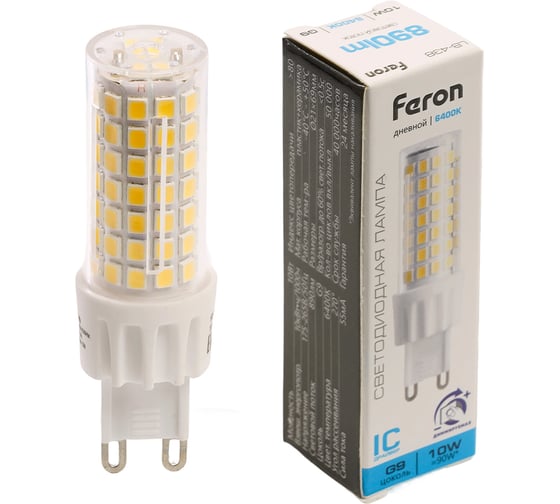 Изображение товара Лампа светодиодная диммируемая FERON 10W 230V G9 6400K JCD, LB-438 51743