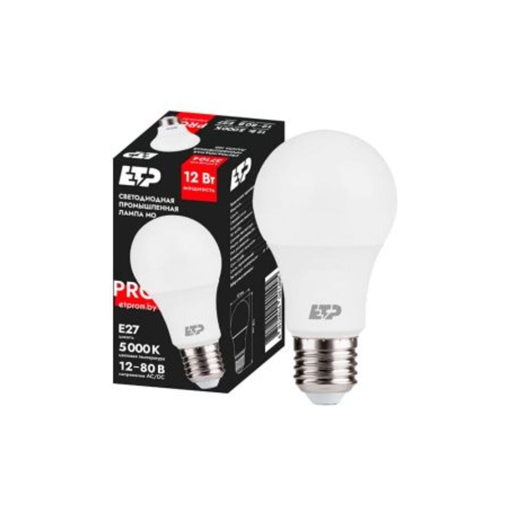 Изображение товара Лампа светодиодная ЕТР A60 12W 5000K E27 1080lm для общего освещения