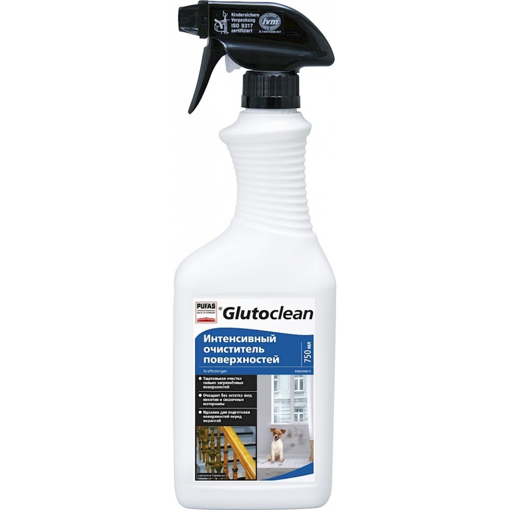 Интенсивный очиститель поверхностей Glutoclean очиститель интенсивный для пластмасс pufas glutoclean 750мл 390 366 r