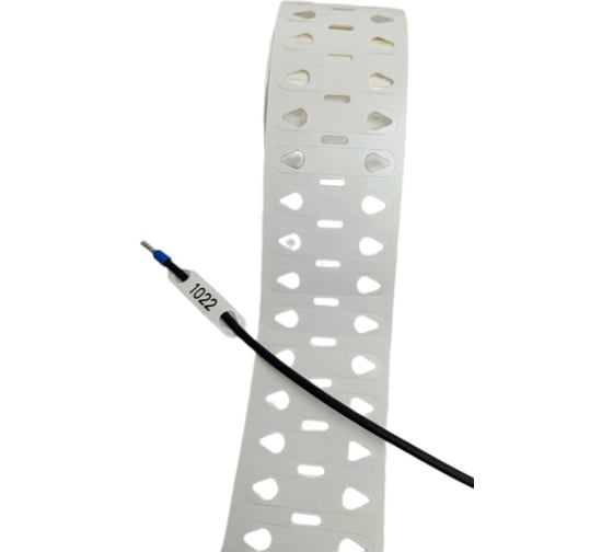 Изображение товара Комплект Формат СТ бирка в рулоне ФСТ-150-7175 для ТТ печати, 10х46мм, размер поля для печати 10х22мм, для диаметра провода 5-6мм, цвет белый, 1шт./ряд, 2тыс.шт.+риббон ST-150-1022-1-2