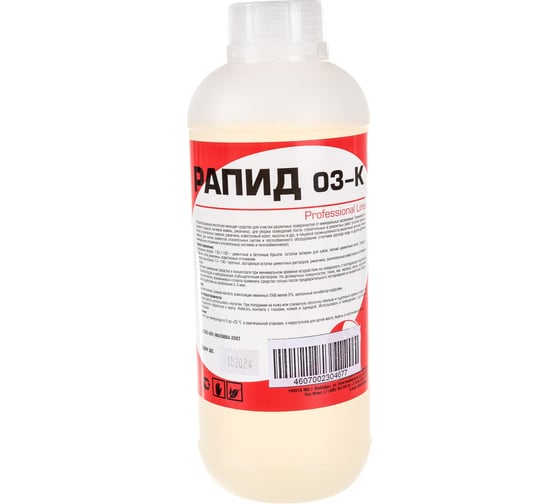 Изображение товара Чистящее средство от ржавчины, известкового налета, следов после ремонта, Рапид 03-К 1 л 4607002304677