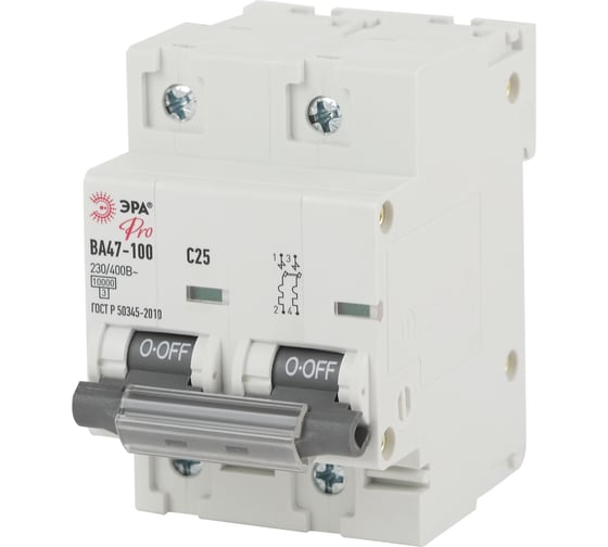 Изображение товара Автоматический выключатель ЭРА PRO NO902273 ВА47100 2Р 25А 10 кА кривая С Б0048863