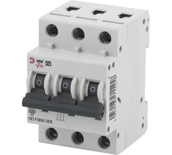 Изображение товара Автоматический выключатель ЭРА PRO NO902289 ВА47100 3Р 63А 10кА кривая D Б0048879