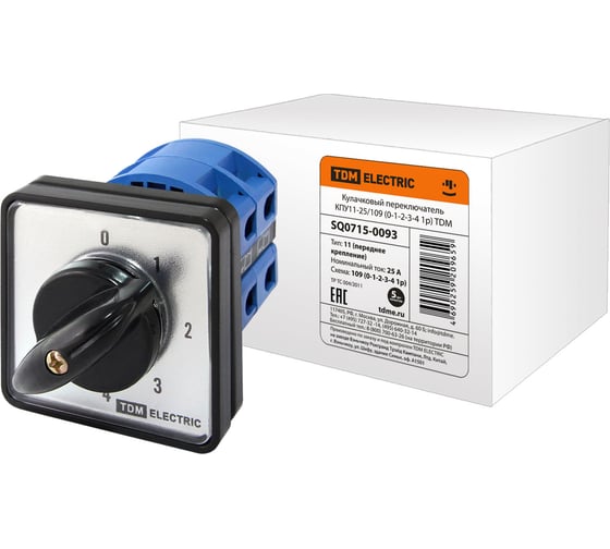 Изображение товара Кулачковый переключатель TDM КПУ11-25/109 (0-1-2-3-4 1р) SQ0715-0093
