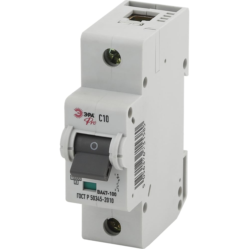 Изображение товара Автоматический выключатель ЭРА PRO NO902260 ВА47100 10А 10кА с кривой C для монтаж на DIN-рейку