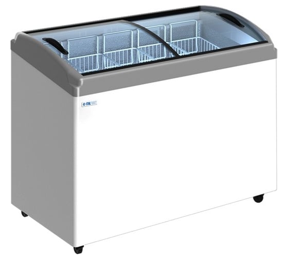 Изображение товара Ларь морозильный ITALFROST ЛВН CF400CQ, гнутые стекла, 5 корзины,корпус белый, серая корона З0000302984 ЛВН 400 ГQ R290