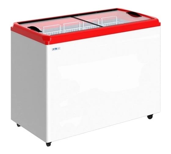 Изображение товара Ларь морозильный ITALFROST ЛВН CF400FQ, прямые стекла, 5 корзины, корпус белый, серая корона З0000300073 ЛВН 400 ПQ R290