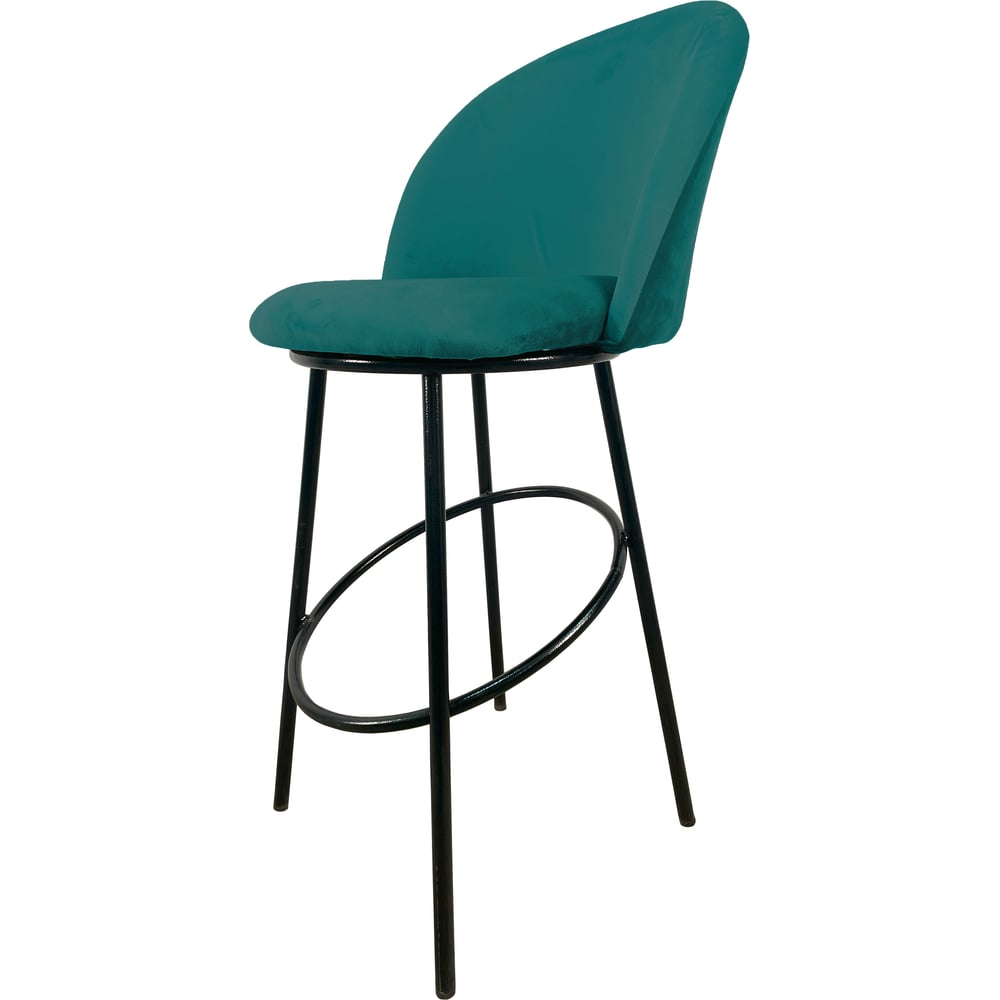 Изображение товара Полубарный стул M-GROUP аквамариновый с черным каркасом и велюровым сиденьем