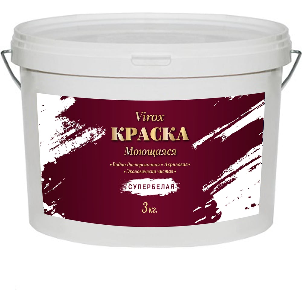 Изображение товара Акриловая водно-дисперсионная краска VIROX для внутренних работ 3 кг