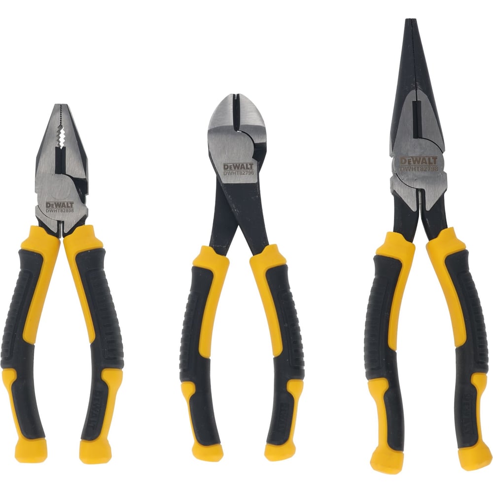 Набор плоскогубцев и кусачек Dewalt: плоскогубцы, 16 см + длинногубцы, 20 см + кусачки, 16 см DWHT82813-0