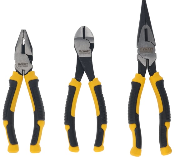 Изображение товара Набор плоскогубцев и кусачек Dewalt: плоскогубцы, 16 см + длинногубцы, 20 см + кусачки, 16 см DWHT82813-0