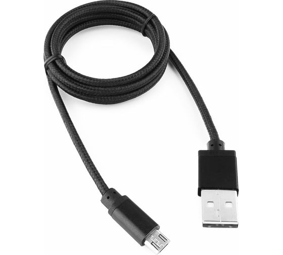 Изображение товара Кабель Cablexpert USB 2.0 AM/microBM 5P 1м нейлоновая оплетка, алюминиевые разъемы, черный CC-mUSB2bk1m