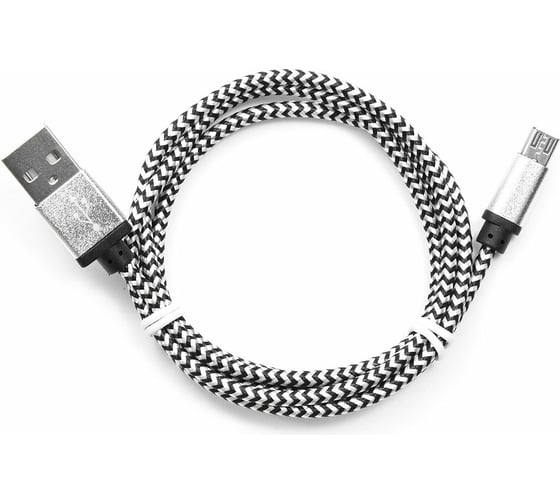 Изображение товара Кабель Cablexpert USB 2.0 AM/microBM 5P 1м нейлоновая оплетка, алюминиевые разъемы, серебро CC-mUSB2sr1m