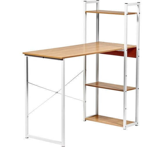 Изображение товара Письменный стол BRADEX Frame с полками, 100x45x110 см, светлое дерево, белый FR 0691