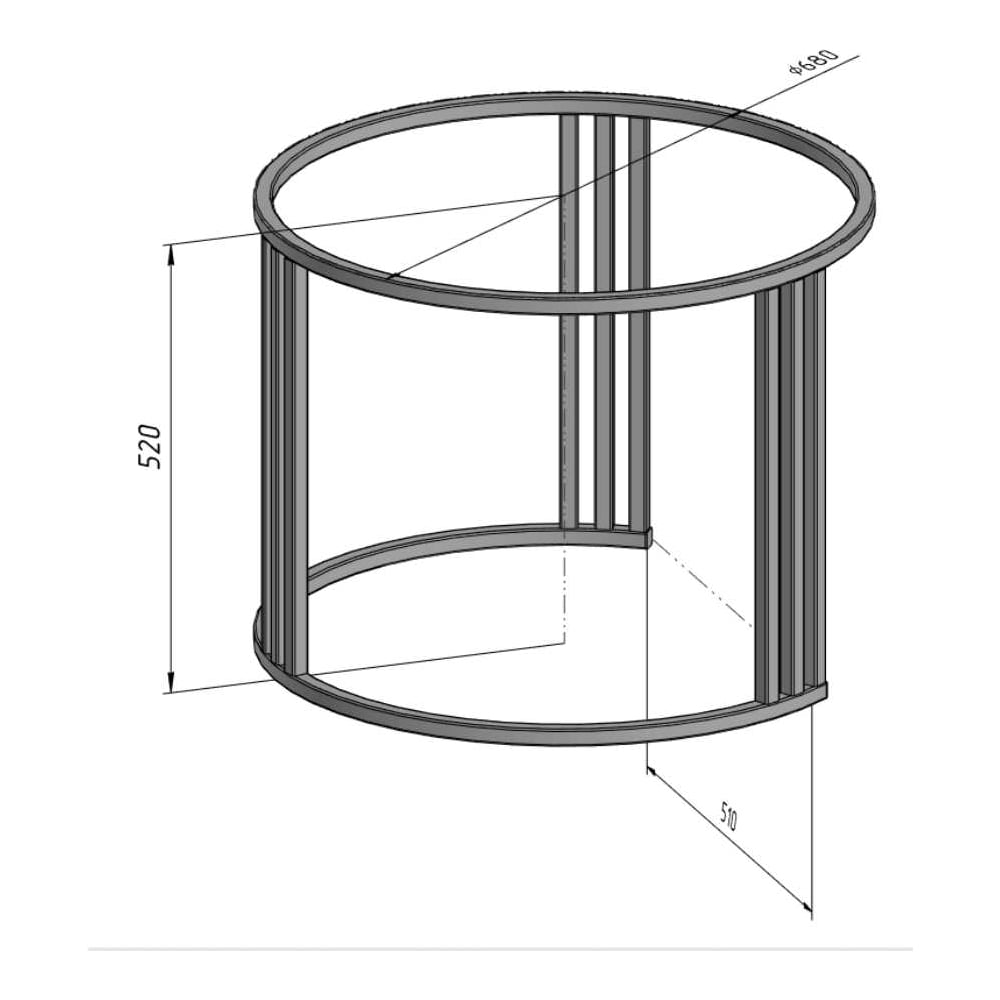 Изображение товара Подстолье Parallax круглая 680х520-20х20 черное стиль лофт