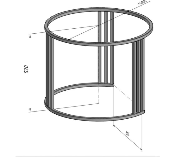 Изображение товара Подстолье круглое Parallax 680х520-20х20 черный 999BX680520-KRG