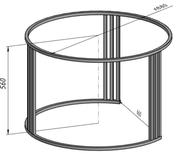Изображение товара Подстолье круглое Parallax Параллакс, 880х560 мм, 20х20 мм, черный 999BX880560-KRG