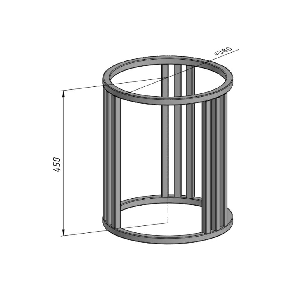Изображение товара Подстолье круглое Parallax 380х450-20х20 черное стиль лофт сталь