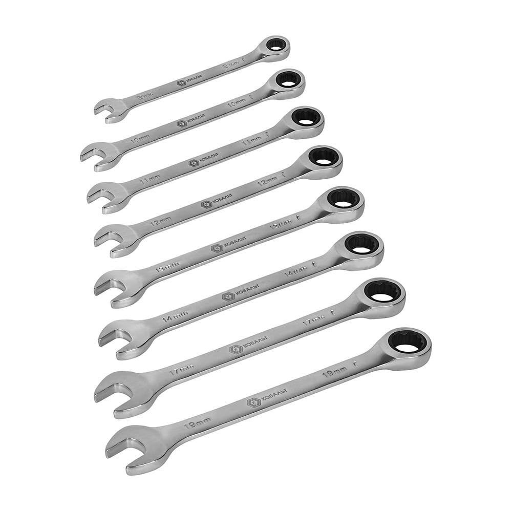 Изображение товара Набор ключей трещоточных комбинированных CrV 8-19 мм Кобальт 923-989