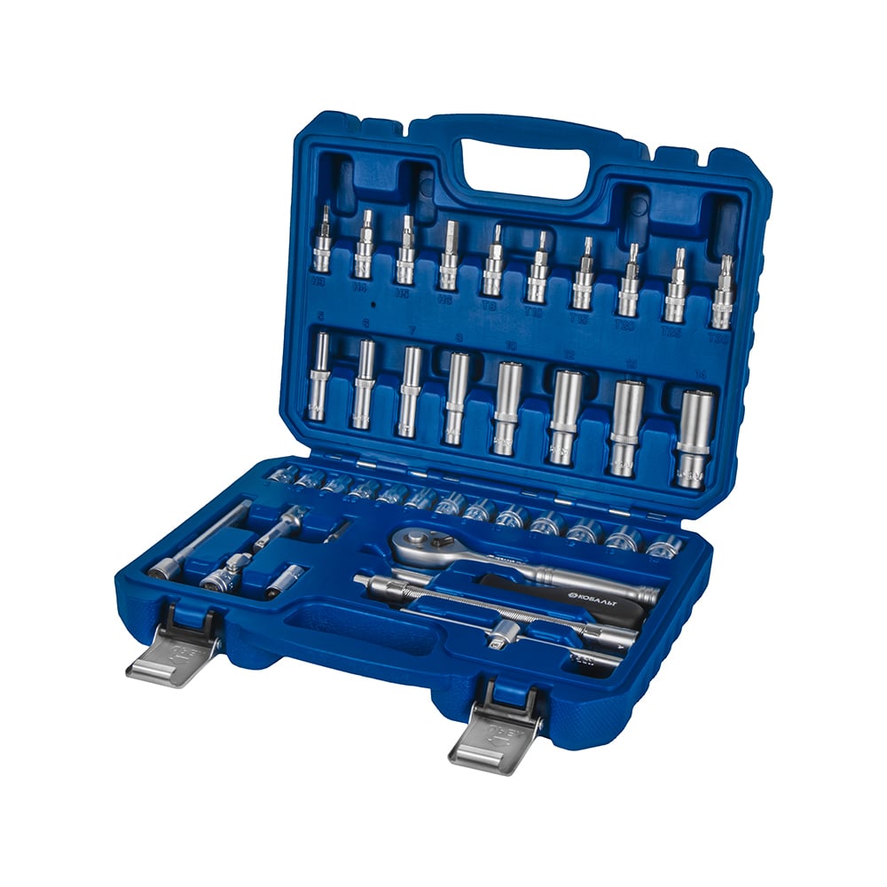 Изображение товара Набор головок торцевых с трещоткой 1/4 40 шт CR-V кейс КОБАЛЬТ 923-965
