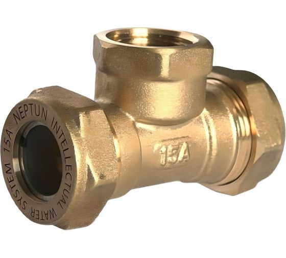 Изображение товара Тройник для гофрированной трубы ViEiR 15х1/2 внутренняя резьба гайка х15 для систем отопления и водоснабжения VРF15315