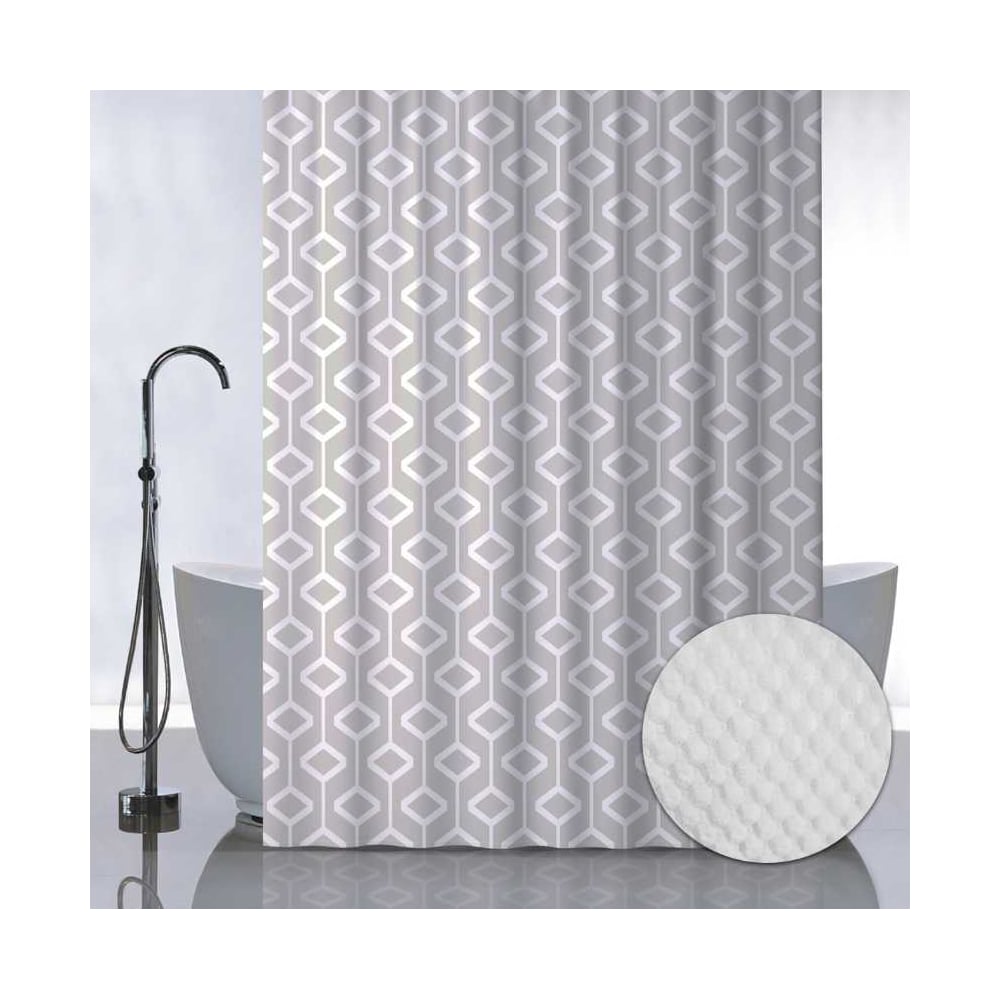 Изображение товара Штора для ванной комнаты с рельефным теснением САНАКС бежевые ромбы 180х180 см