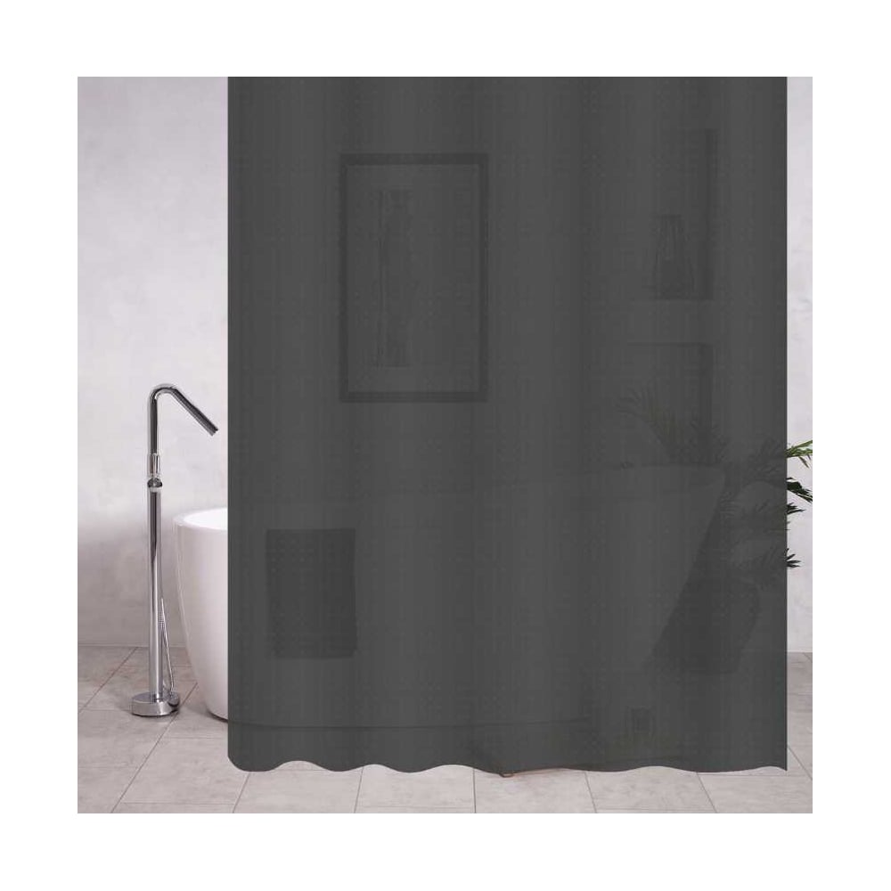 Изображение товара Штора для ванной комнаты САНАКС графит матовая 180x180 см водоотталкивающая