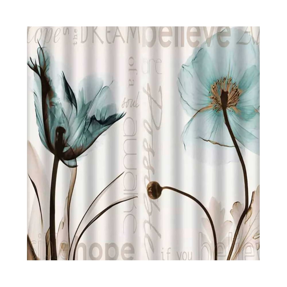 Изображение товара Штора для ванной комнаты САНАКС с рисунком маки полиэстер 1800x1800 мм