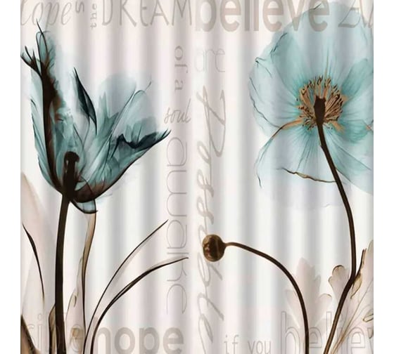 Изображение товара Штора САНАКС с рисунком маки, в ванную комнату, без колец - полиэстэр 01-87