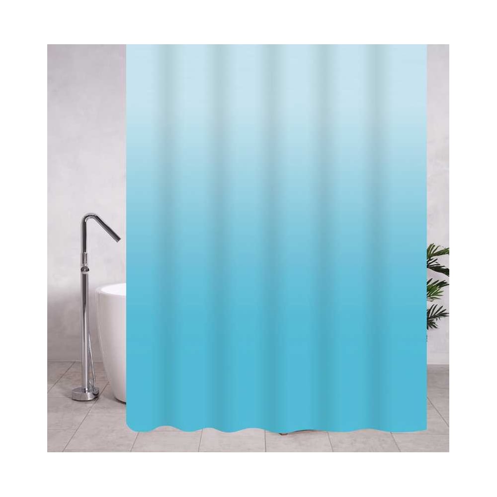 Изображение товара Штора для ванной комнаты однотонная голубой переход 180х180 см PEVA матовая водоотталкивающая