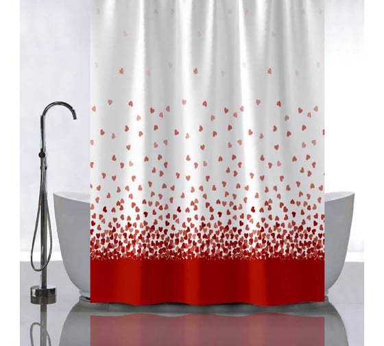 Изображение товара Штора САНАКС с рисунком романтика , в ванную комнату, без колец - полиэстэр, 180 х 180 см. 01-120