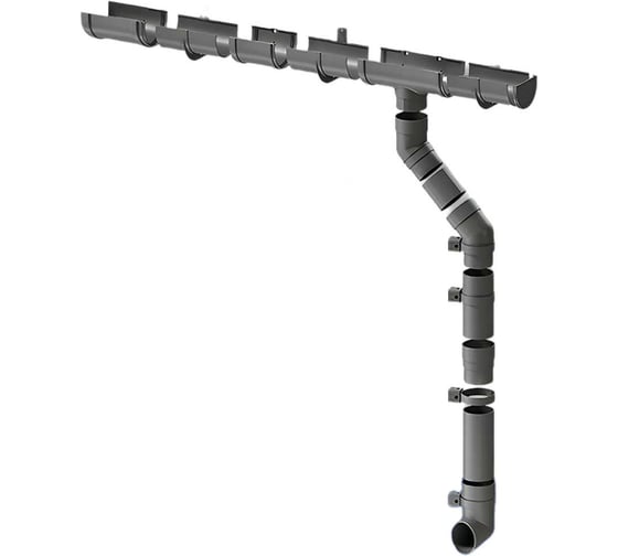 Изображение товара Комплект водосточной системы ЛМ маркет Docke Premium 1.5 м, графит 9/3 с метал кронштейн квс_деке_премиум_МТЛ_графит_9_3