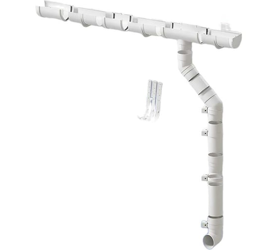 Изображение товара Комплект водосточной системы ЛМ маркет Docke Premium 1.5 м, пломбир 9/3 с метал кронштейн квс_деке_премиум_МТЛ_пломбир_9_3