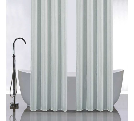 Изображение товара Штора в ванную комнату САНАКС двойная, однотонная серая 120см х 180см х 2 штуки, полиэстэр 032-10