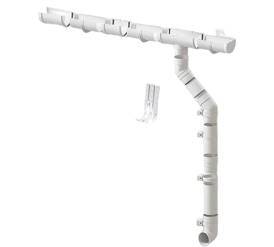 Изображение товара Комплект водосточной системы ЛМ маркет Docke Premium 1.5 м, пломбир 3/3 с метал кронштейн квс_деке_премиум_МТЛ_пломбир_3_3