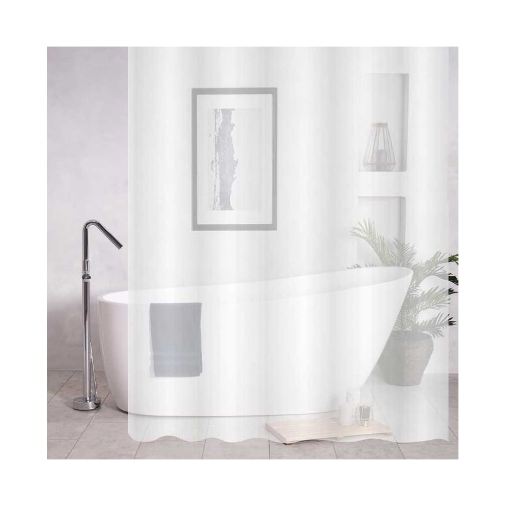 Изображение товара Штора для ванной санакс белая матовая 180х180 см без колец