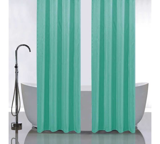 Изображение товара Штора в ванную комнату САНАКС двойная, однотонная бирюза 120см х 180см х 2 штуки, полиэстэр 032-12