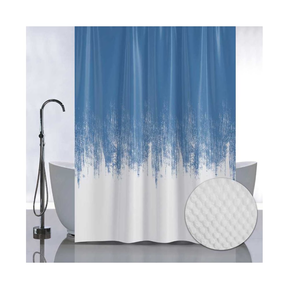 Изображение товара Штора для ванной комнаты с рельефным теснением САНАКС переход 180x180 см синий