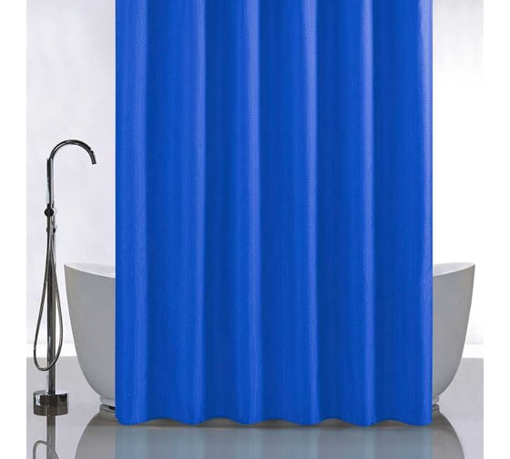Изображение товара Штора однотонная САНАКС синяя, в ванную комнату, полиэстэр 03-11