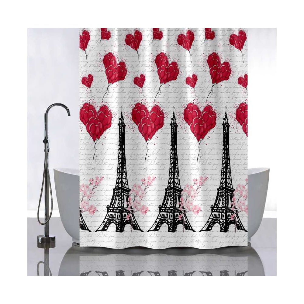 Изображение товара Штора для ванной САНАКС 180x180см с рисунком Париж и воздушные шары
