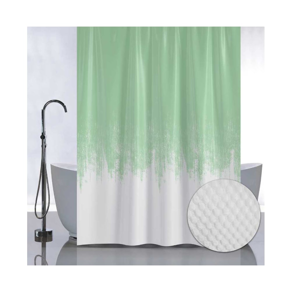 Изображение товара Штора с рельефным теснением САНАКС цвет салатовый 180х180 см для ванной