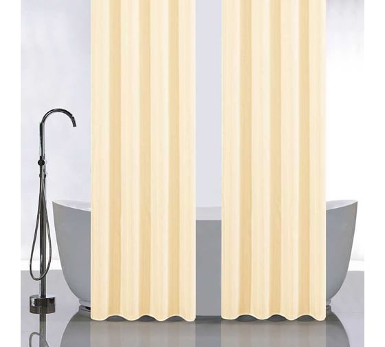 Изображение товара Штора в ванную комнату САНАКС двойная, однотонная бежевая 120см х 180см х 2 штуки, полиэстэр 032-08